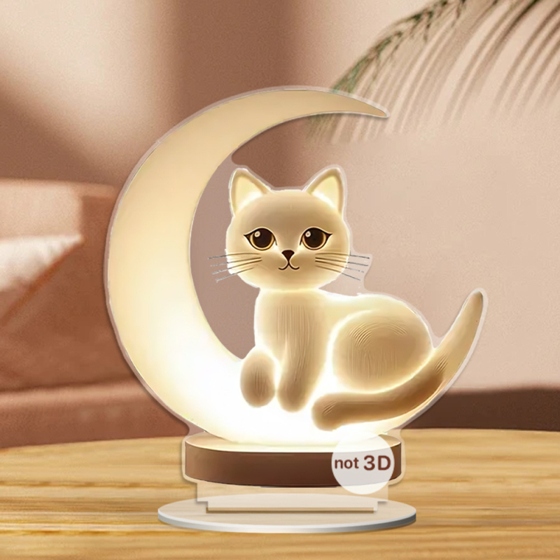 Tarpvalstybinis mėnulio kačiuko akrilinis namų įėjimo studijos darbalaukio dekoravimo rekvizitai, šventinės dekoracijos, gimtadienio dovana