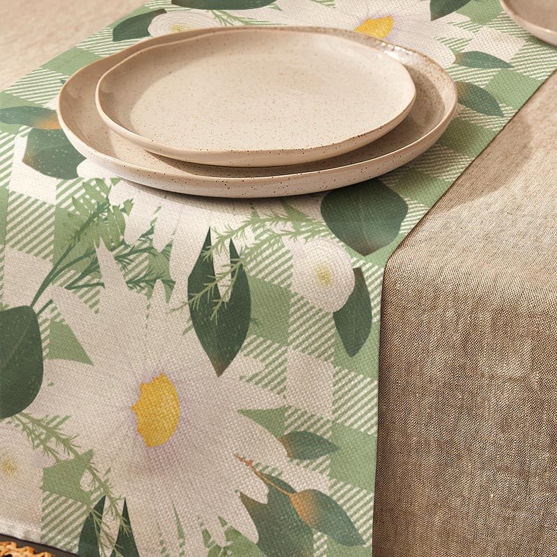 „Amazon“ europietiškas ir amerikietiškas stalo takelis, saulėgrąžų, gėlių rašto spausdintas staltiesė, šventinė vakarienė, stalo dekoracijos
