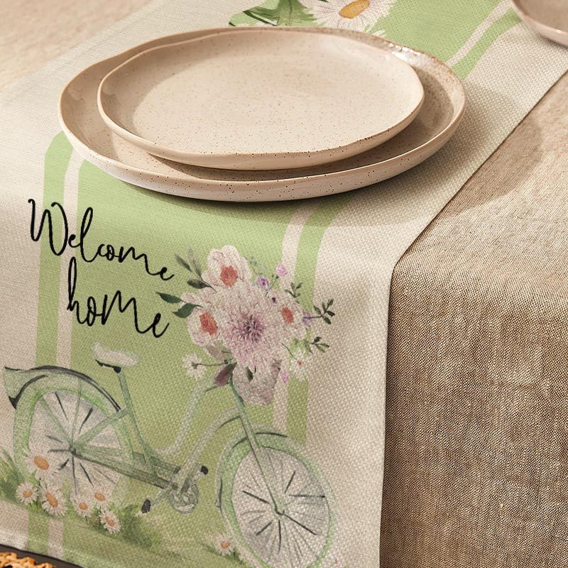 „Amazon“ europietiškas ir amerikietiškas stalo takelis, saulėgrąžų, gėlių rašto spausdintas staltiesė, šventinė vakarienė, stalo dekoracijos