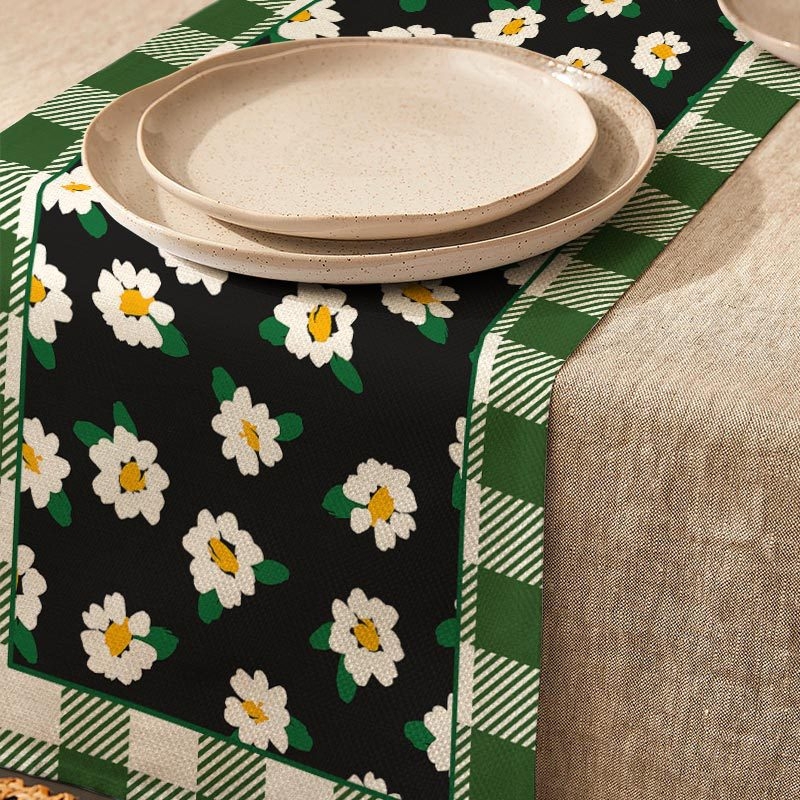 „Amazon“ europietiškas ir amerikietiškas stalo takelis, saulėgrąžų, gėlių rašto spausdintas staltiesė, šventinė vakarienė, stalo dekoracijos
