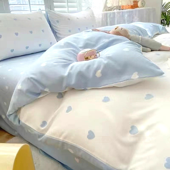 Korėjietiško stiliaus modernus paprastas keturių dalių patalynės komplektas, patobulintas nišinis antklodės užvalkalas, studentų bendrabučio trijų dalių komplektas