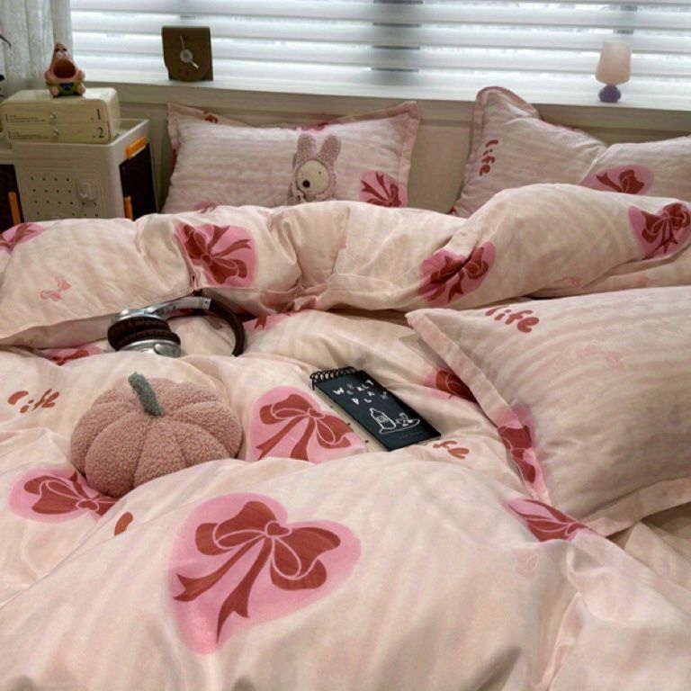 Korėjietiško stiliaus modernus paprastas keturių dalių patalynės komplektas, patobulintas nišinis antklodės užvalkalas, studentų bendrabučio trijų dalių komplektas