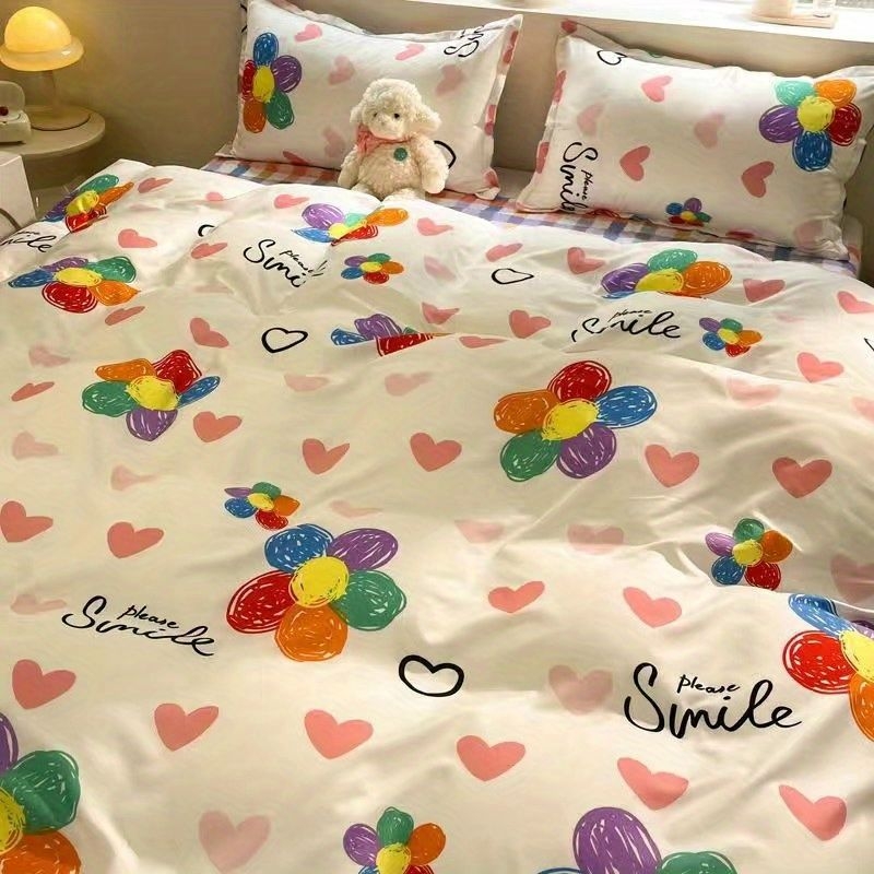 Korėjietiško stiliaus modernus paprastas keturių dalių patalynės komplektas, patobulintas nišinis antklodės užvalkalas, studentų bendrabučio trijų dalių komplektas