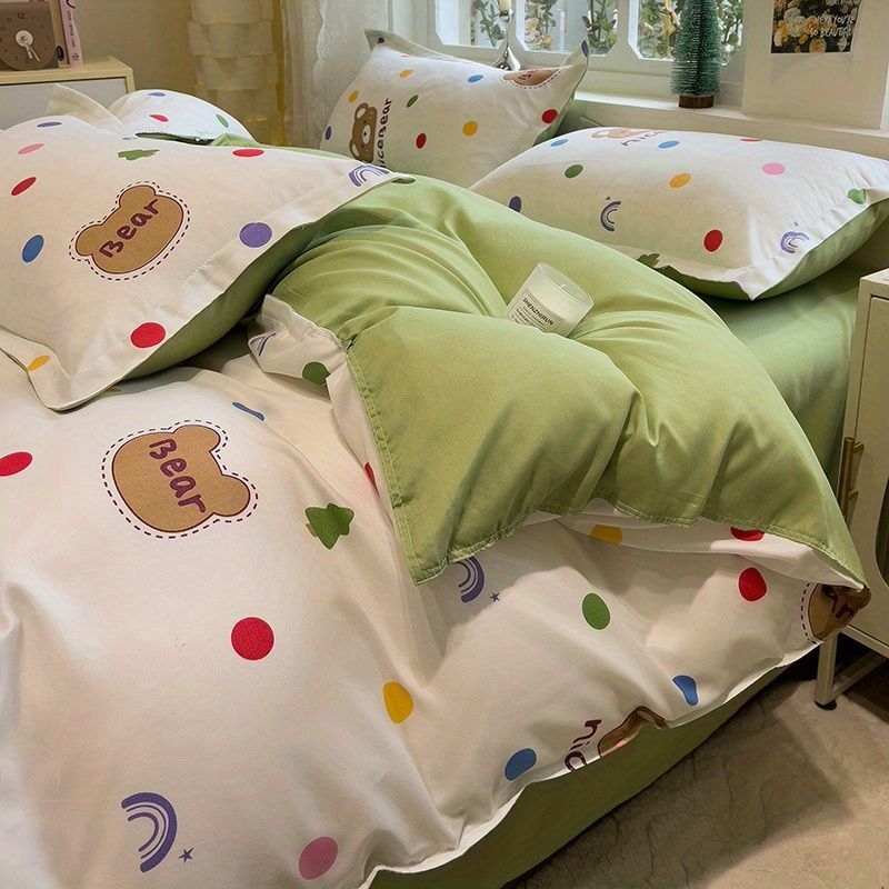 Korėjietiško stiliaus modernus paprastas keturių dalių patalynės komplektas, patobulintas nišinis antklodės užvalkalas, studentų bendrabučio trijų dalių komplektas
