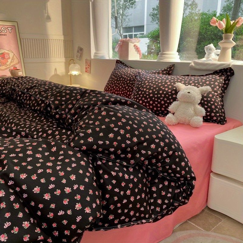 Korėjietiško stiliaus modernus paprastas keturių dalių patalynės komplektas, patobulintas nišinis antklodės užvalkalas, studentų bendrabučio trijų dalių komplektas