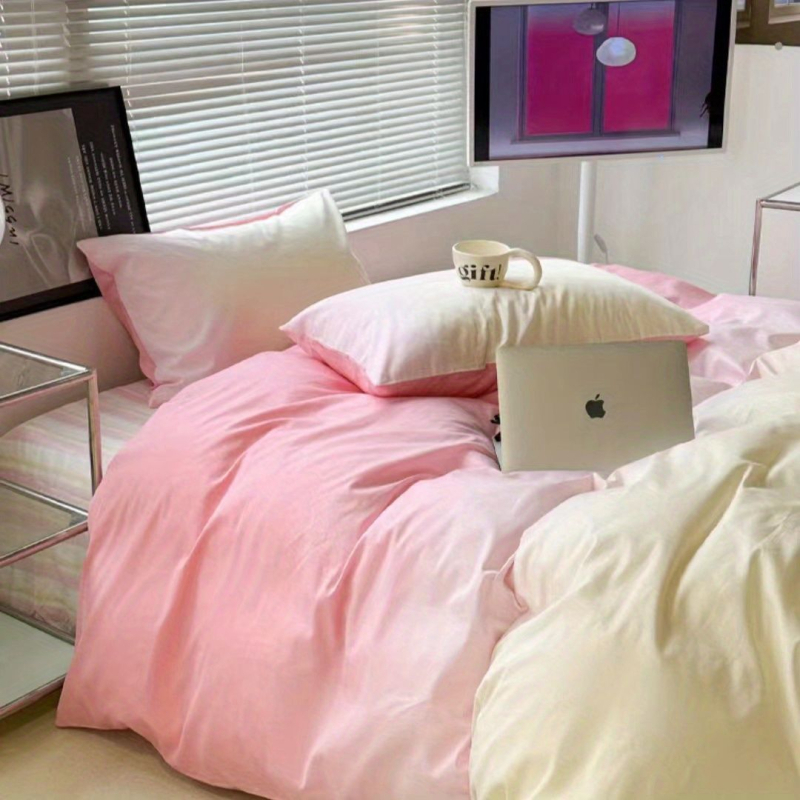 Korėjietiško stiliaus modernus paprastas keturių dalių patalynės komplektas, patobulintas nišinis antklodės užvalkalas, studentų bendrabučio trijų dalių komplektas