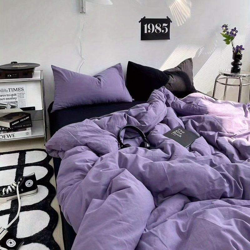 Korėjietiško stiliaus modernus paprastas keturių dalių patalynės komplektas, patobulintas nišinis antklodės užvalkalas, studentų bendrabučio trijų dalių komplektas