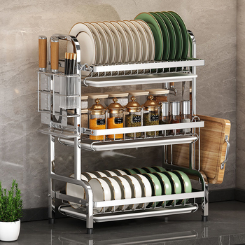 Piiriülesed plahvatused 304 roostevabast terasest köögiriiul nõud ja nõude äravoolurest multifunktsionaalne kausiriiul kausi söögipulkade hoidmiseks