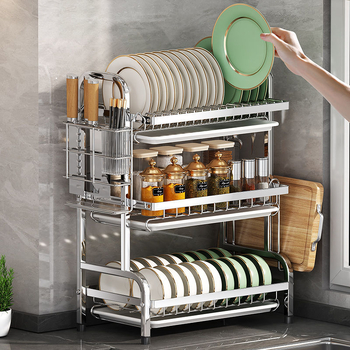 Piiriülesed plahvatused 304 roostevabast terasest köögiriiul nõud ja nõude äravoolurest multifunktsionaalne kausiriiul kausi söögipulkade hoidmiseks