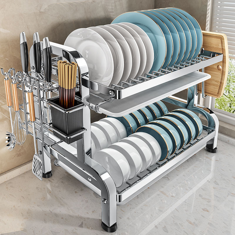 Piiriülesed plahvatused 304 roostevabast terasest köögiriiul nõud ja nõude äravoolurest multifunktsionaalne kausiriiul kausi söögipulkade hoidmiseks