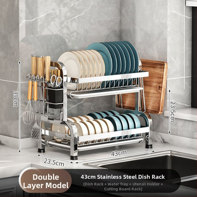 Piiriülesed plahvatused 304 roostevabast terasest köögiriiul nõud ja nõude äravoolurest multifunktsionaalne kausiriiul kausi söögipulkade hoidmiseks