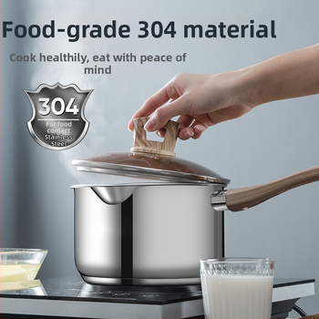 304 storio nerūdijančio plieno pieno puodas su dvigubu dugnu, kūdikių maisto sriubos puodas, mažas pieno puodas, greitai paruošiamų makaronų puodas, dovanų atspausdintas logotipas