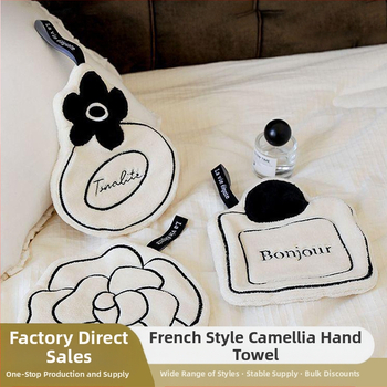 Pakabinamas buitinis rankšluostis, lengvas, prabangus, kamelijos gėlių rašto, virtuvės, vonios kambario rankšluostis, baltas, sugeriantis, lengvai valomas, minkštas, servetėlėmis