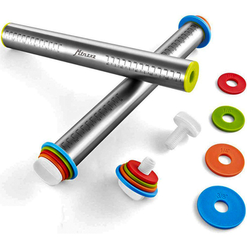 17 colių reguliuojamo storio nerūdijančio plieno kočėlas, kepimo kočėlas su graduota miltų lazdele