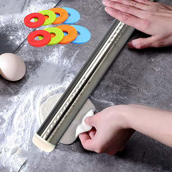 17 colių reguliuojamo storio nerūdijančio plieno kočėlas, kepimo kočėlas su graduota miltų lazdele