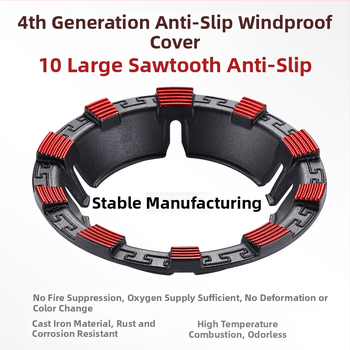 Malmist tuulekindel kate majapidamises kasutatavatele gaasipliitidele, energiasäästlik tulerõngas, äsja täiustatud kaheksahambuline libisemisvastane kronstein