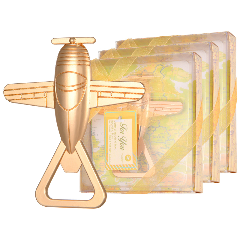 Europsko i američko vjenčanje, vjenčanje, povratak, vjenčani poklon, otvarač za boce u zrakoplovu, vjenčanje, putovanje, zabava, otvarač za boce u zrakoplovu