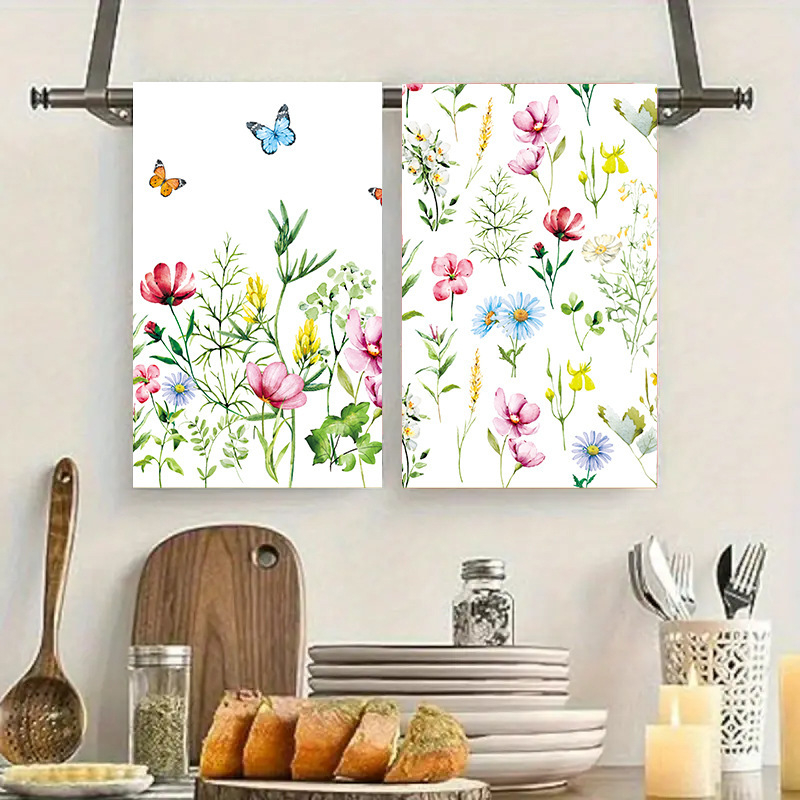 Ristservaline sidrunivärvi nõudepesulapp, akvarell-talumaja stiilis dekoratiivne käsitsi kuivatatud teerätik, mis sobib paksendatud köögiköögi küpsetamiseks ja trükitud lapiga