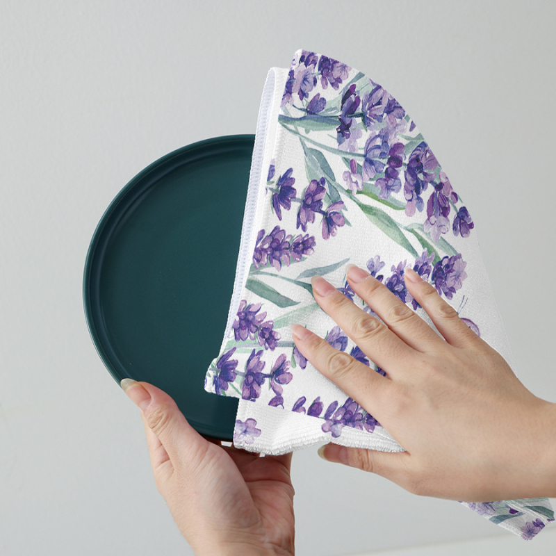 Ristservaline sidrunivärvi nõudepesulapp, akvarell-talumaja stiilis dekoratiivne käsitsi kuivatatud teerätik, mis sobib paksendatud köögiköögi küpsetamiseks ja trükitud lapiga