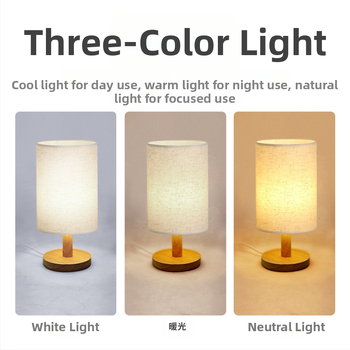 Rąstinė stalo lempa, paprasta skandinaviška dekoratyvinė audinio naktinė lempa, medžio masyvo, retro atmosfera, rankų darbo, „pasidaryk pats“, reljefinė naktinė lemputė