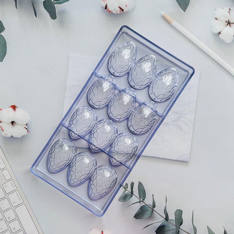 Klassikaline 12-osaline dinosauruse muna šokolaadivorm läbipaistev kõvast plastist värviline muna jäävormi šokolaadi küpsetusvorm