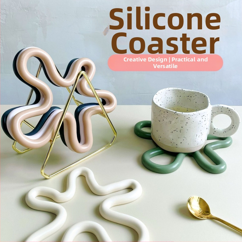 Асиметрични силиконови изолирани подложки за чинии, устойчиви на висока температура, подложки за кафе, кухненски принадлежности, подложки за купи и тенджери.