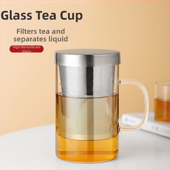 Paksendatud kuumakindel filtrikraani isolatsiooniklaasist tass tee eraldusmull Tass käepidemega kontoriteekruus isasele