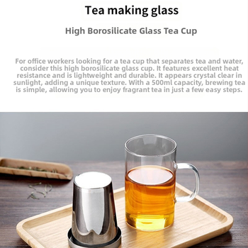 Paksendatud kuumakindel filtrikraani isolatsiooniklaasist tass tee eraldusmull Tass käepidemega kontoriteekruus isasele