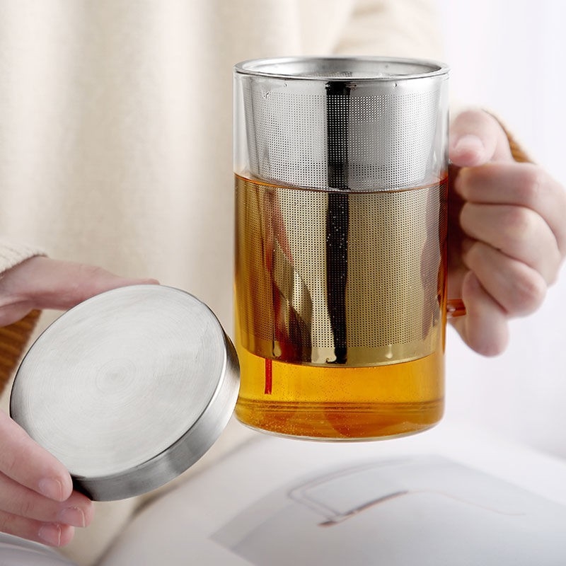Vastagított hőálló szűrőképernyős izolációs üvegcsésze teaelválasztó buborék Csésze fogantyúval irodai teáscsésze férfi