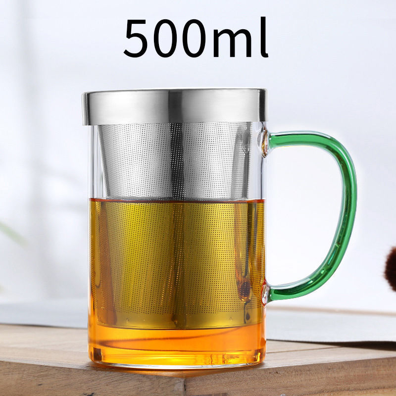 Paksendatud kuumakindel filtrikraani isolatsiooniklaasist tass tee eraldusmull Tass käepidemega kontoriteekruus isasele