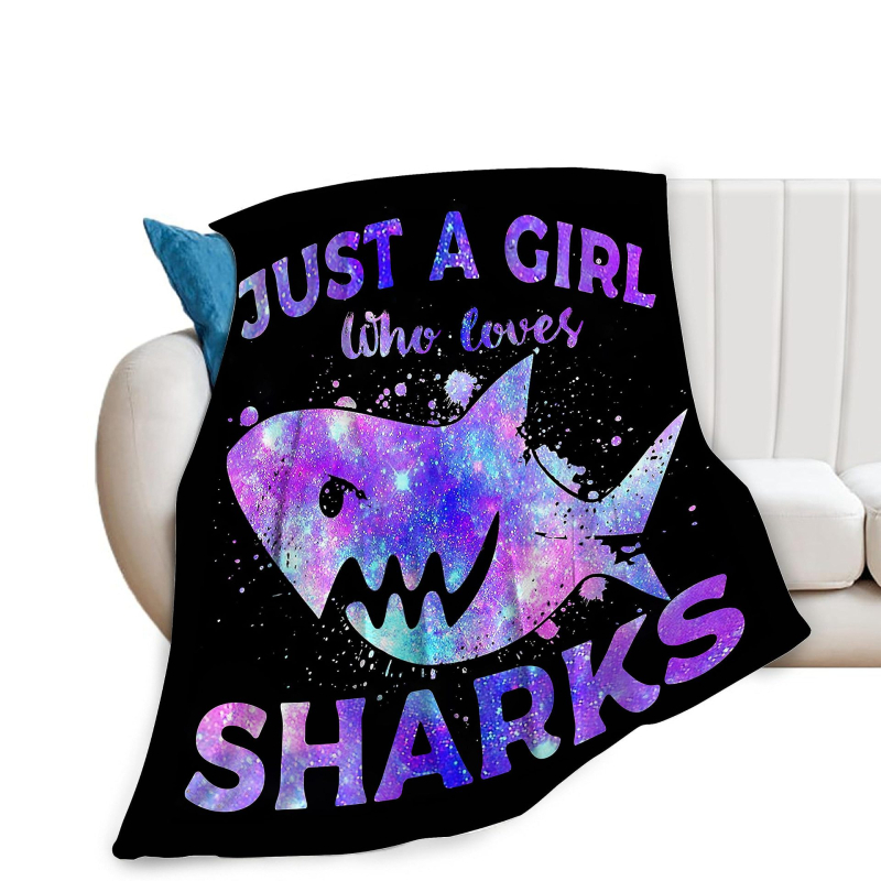 Animacinių filmukų ryklio rašto flanelinė antklodė, skaitmeninė spauda, nešiojama minkšta antklodė, tarpvalstybiniai „Amazon“ gamyklos tiesioginiai pardavimai