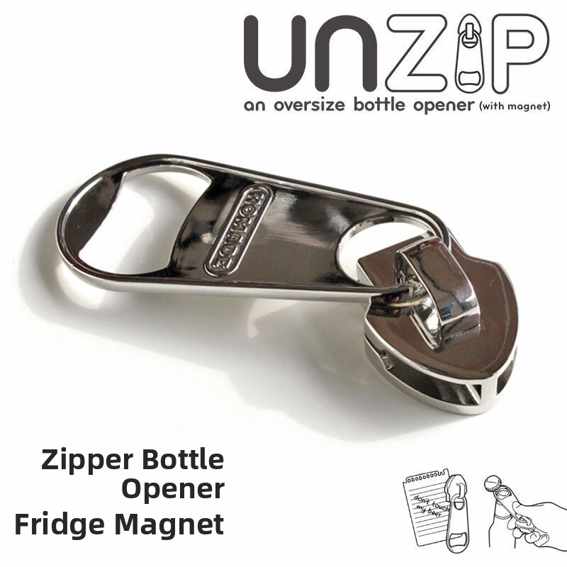 Mágneses cipzáras üvegnyitó hűtőszekrény matrica kreatív cipzáras csatos üvegnyitó nagy méretű cipzár erős mágneses hűtőszekrény üvegnyitó