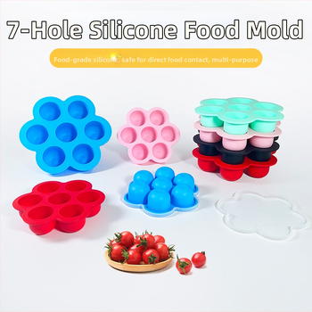 „Amazon“ populiari silikoninė maisto papildų dėžutė, kiaušinių pyrago forma, kūdikių maisto papildo ledo forma, lengvai išimama, 7 skylių ledo formelė