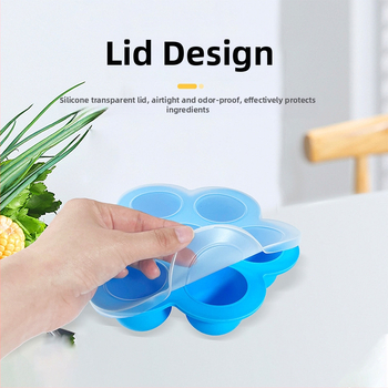 „Amazon“ populiari silikoninė maisto papildų dėžutė, kiaušinių pyrago forma, kūdikių maisto papildo ledo forma, lengvai išimama, 7 skylių ledo formelė