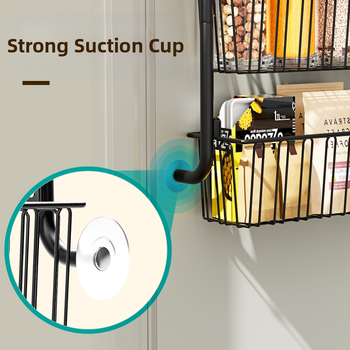 Kreativni stalak za pohranu na stražnjim vratima bez bušenja, viseća košara za kuhinjska vrata, viseći stalak za boce za začine, višeslojna košara za pohranu