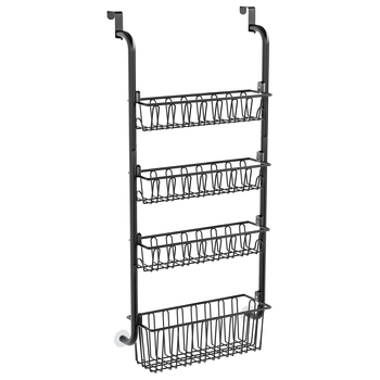 Kreativni stalak za pohranu na stražnjim vratima bez bušenja, viseća košara za kuhinjska vrata, viseći stalak za boce za začine, višeslojna košara za pohranu