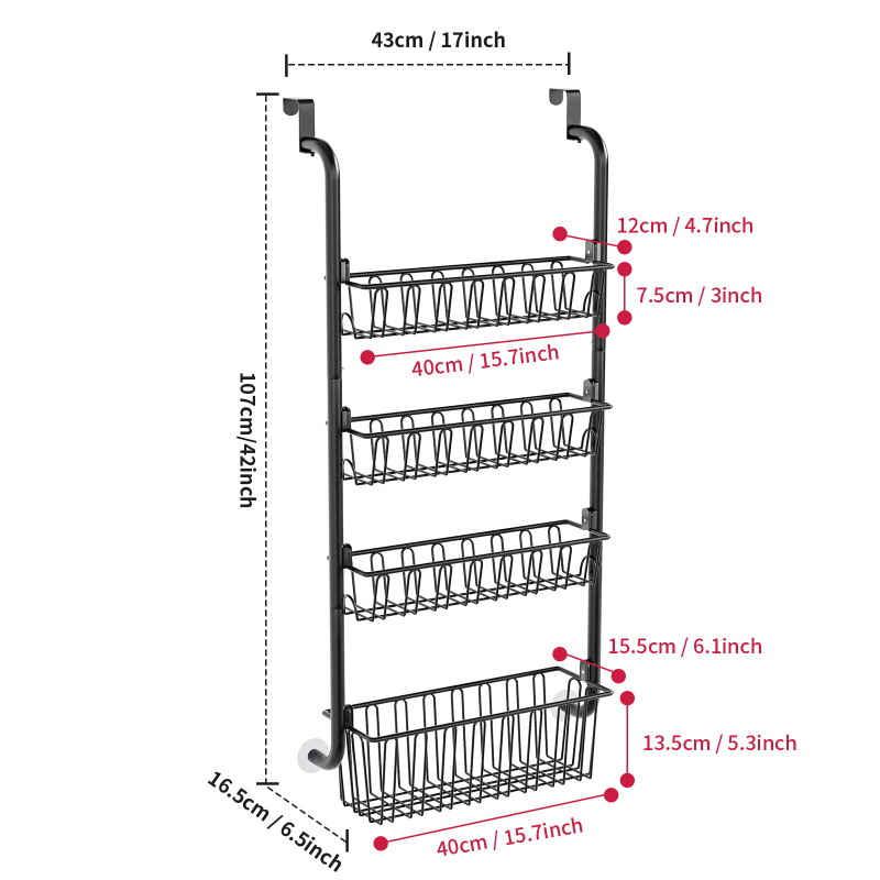 Kreativni stalak za pohranu na stražnjim vratima bez bušenja, viseća košara za kuhinjska vrata, viseći stalak za boce za začine, višeslojna košara za pohranu