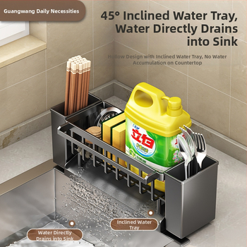 Kriauklės lentynėlė Virtuvinių lazdelių peilių laikiklis Integruota saugykla Daugiafunkcinė rankų plovimo kriauklė Plieno rutuliukų stalviršio laikymo lentynėlė