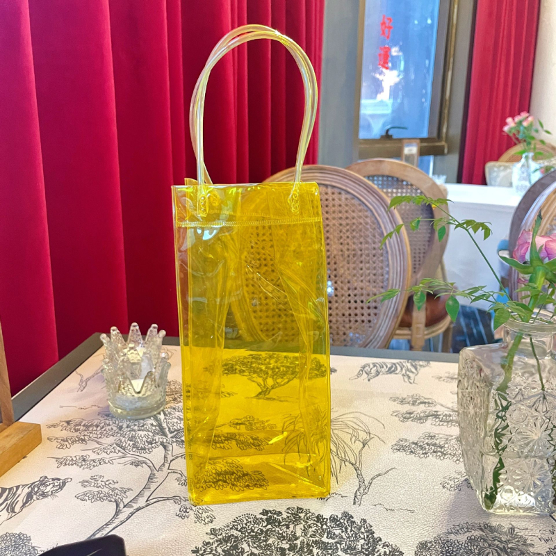 Jääkott punase veini jääkott veinikott paksendatud lillekingitus PVC läbipaistev käekott laos, millele saab lisada LOGO