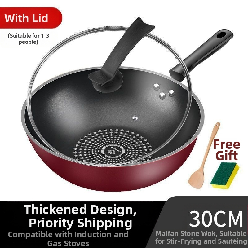 Saksa Crystal Diamond Wok mittenakkuva wokiga wok majapidamises kasutatav suitsuvaba raudpann induktsioonpliit gaasipliit universaalne gaasipliit