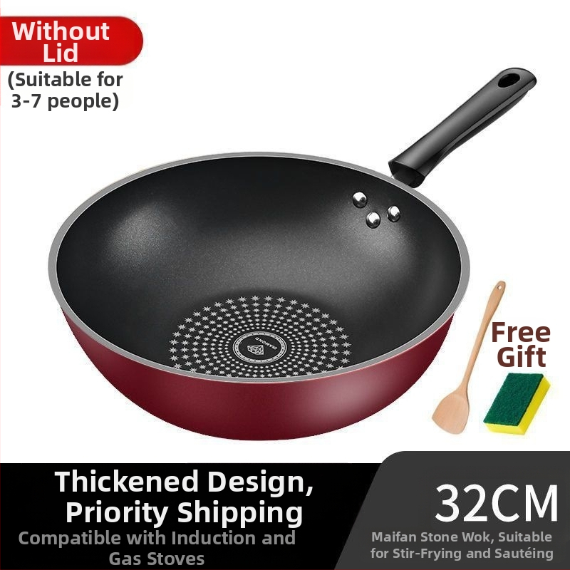 Saksa Crystal Diamond Wok mittenakkuva wokiga wok majapidamises kasutatav suitsuvaba raudpann induktsioonpliit gaasipliit universaalne gaasipliit