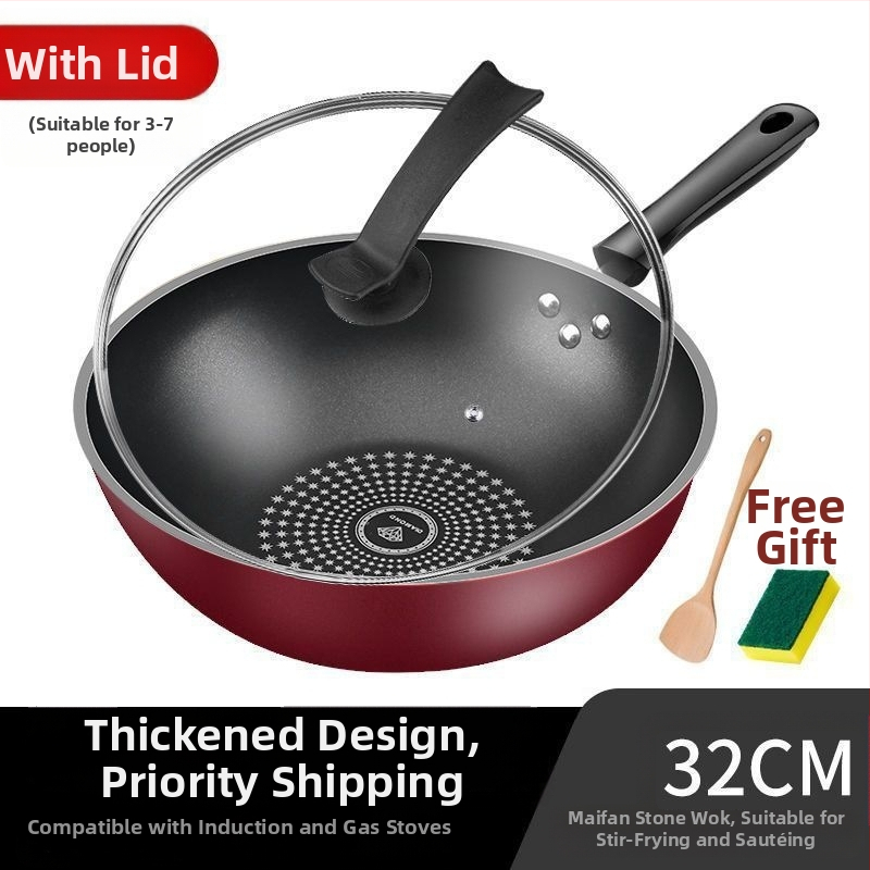 Saksa Crystal Diamond Wok mittenakkuva wokiga wok majapidamises kasutatav suitsuvaba raudpann induktsioonpliit gaasipliit universaalne gaasipliit