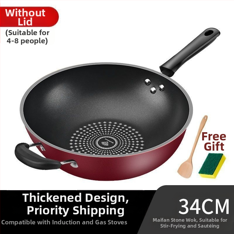 Saksa Crystal Diamond Wok mittenakkuva wokiga wok majapidamises kasutatav suitsuvaba raudpann induktsioonpliit gaasipliit universaalne gaasipliit