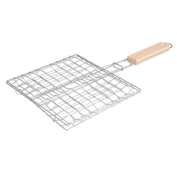 Roostevabast terasest grillvõrk, kala grillimise tangid, puidust käepidemega grillvõrk, kokkupandav grillirest, kaasaskantav kokkupandav grillvõrk