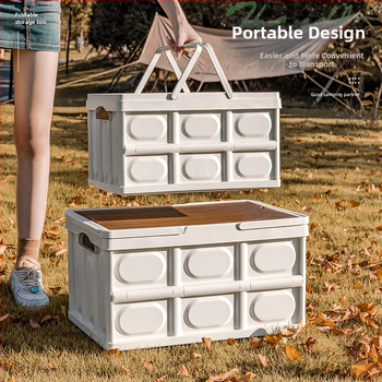 Lauko kempingo nešiojama daiktadėžė sulankstoma dėžė kempingo daiktadėžė automobilinė daiktadėžė plastikinė medinė dėžutė su dangčiu