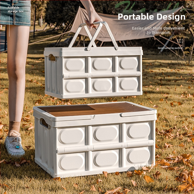 Lauko kempingo nešiojama daiktadėžė sulankstoma dėžė kempingo daiktadėžė automobilinė daiktadėžė plastikinė medinė dėžutė su dangčiu