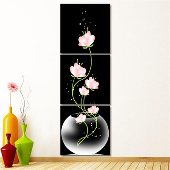 Лилаво розово цвете AliExpress външна търговия тройна картина на платно модерна стенопис декорация за дома изкуство платно сърцевина