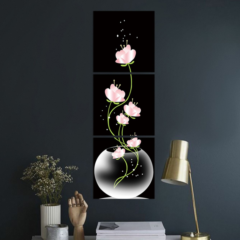 Лилаво розово цвете AliExpress външна търговия тройна картина на платно модерна стенопис декорация за дома изкуство платно сърцевина