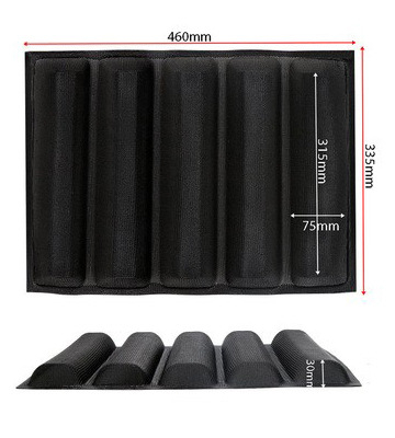 Subway 5-restiga kõrge temperatuurikindel baguette silikoonist klaaskiust võrgust leivavorm perforeeritud leivavorm