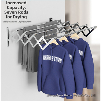 Piiriülene nähtamatu kuivatusresti varras seinale riputatav kokkupandav rõdu teleskoopiline laheakna kuivatusrest roostevabast terasest teleskooprätikuhoidja